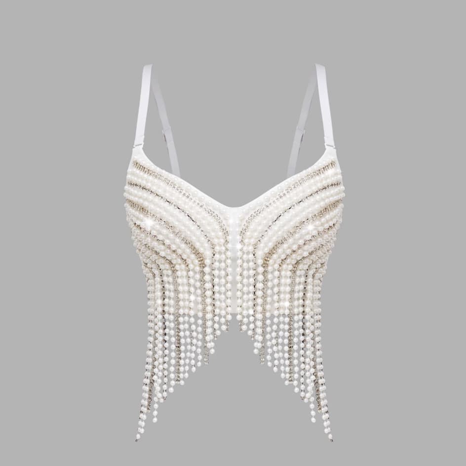 Lu Qiuguo High-End Fishbone Bra Heavy Beaded Tassel Suspender Top Sexy Style Diamond Vest Db1728