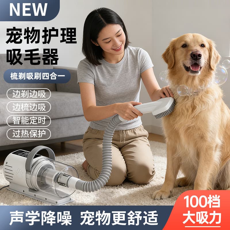2026 New Pet Grooming Clipper Pet Noise-Reducing Hair Vacuum Dust Removal Set Pet Multifunctional Grooming Kit