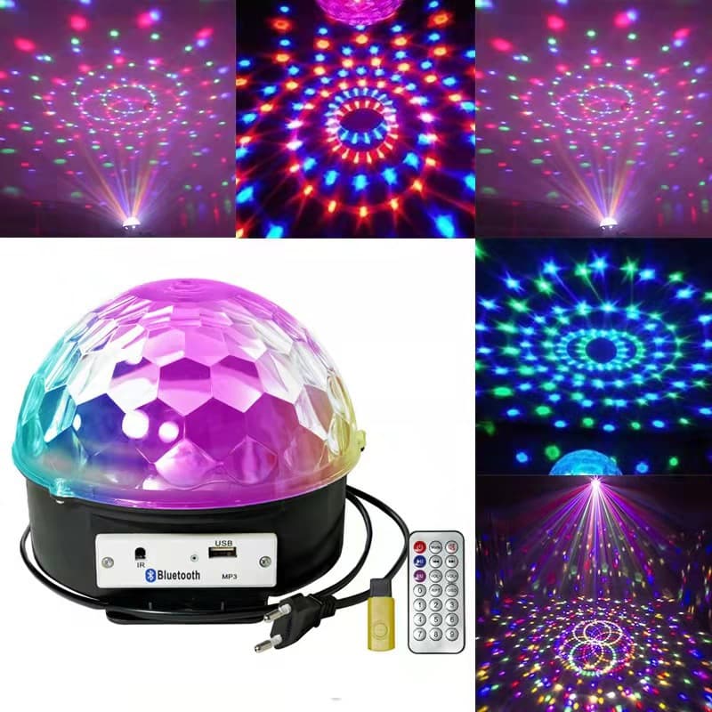Cross-border flash light, colorful magic ball rotating light, Bluetooth voice-controlled large magic ball stage light, wireless remote control crystal magic ball