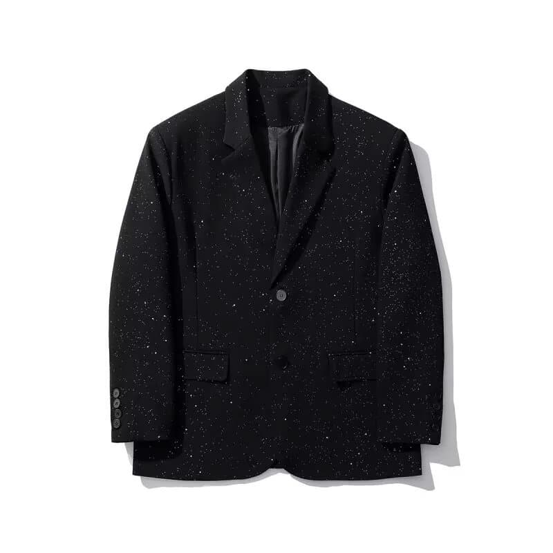 Starry Sparkle Suit Jacket Autumn/Winter High-End Casual Retro Men's Blazer Stylish