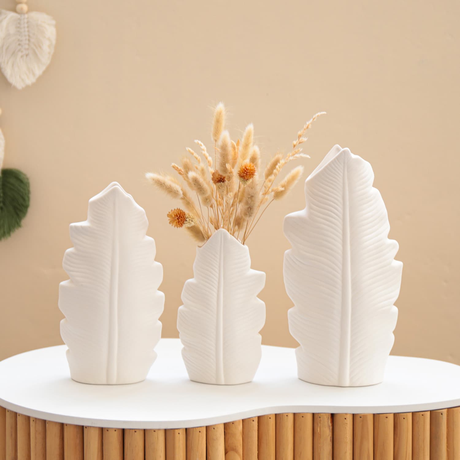 Creative Leaf Ceramic Dry Flower Vase Nordic Simple Style Home Living Room Decoration Business Gift