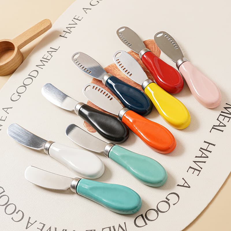 Glazed butter knife, cutlery, cheese knife with holes, butter spreader, bread and jam knife, cheese and butter knife, cross-border wholesale.