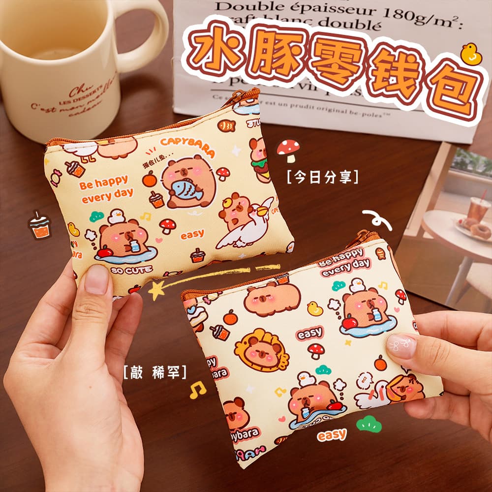 Ins High-Looking Capybara Coin Purse Cute Mini Headphone Lipstick Bag Cartoon Capybara Portable Cosmetics Bag