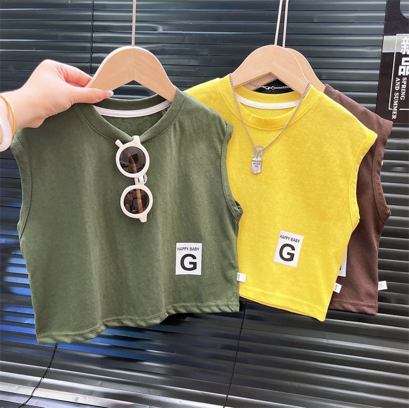 Children's Lightweight Vest for Outdoor Wear, Summer New Boys Round Neck Sleeveless T-Shirt, Baby Casual and Versatile Kids Clothing