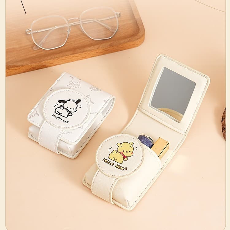 Cross-border hot-selling lipstick bag with mirror, portable touch-up makeup bag for travel, simple storage cosmetic pouch, lipstick case