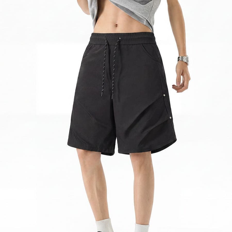 American Street Brand Rivet Quick-Dry Shorts for Men, Summer New Wrinkle-Resistant Breathable Ice Silk Beach Shorts, Sports Fitness Mid-Length Shorts