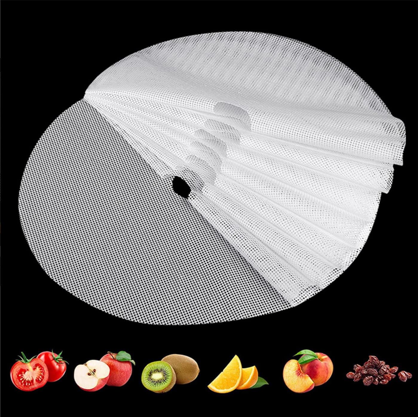 Round Fruit Dehydrator Mat, Silicone Drying Pad, Non-Stick Fruit Drying Square Food Dehydration Mat