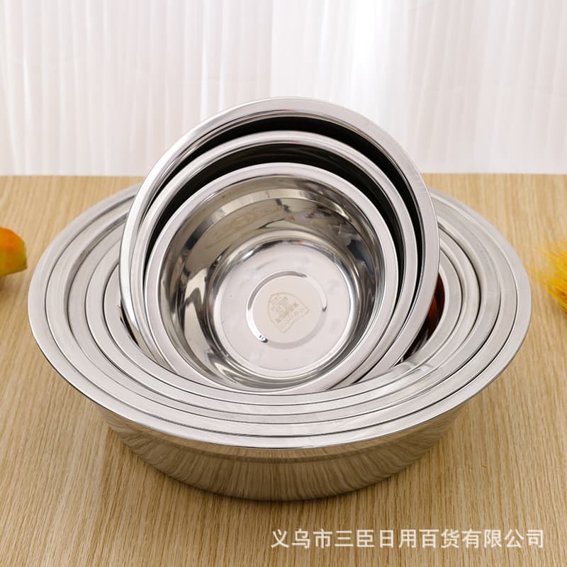 Thickened 1.0 Non-Magnetic Soup Bowls, 14-28cm Laser Marked 1mm Thick Premium 201 Non-Magnetic Stainless Steel Bowls Wholesale