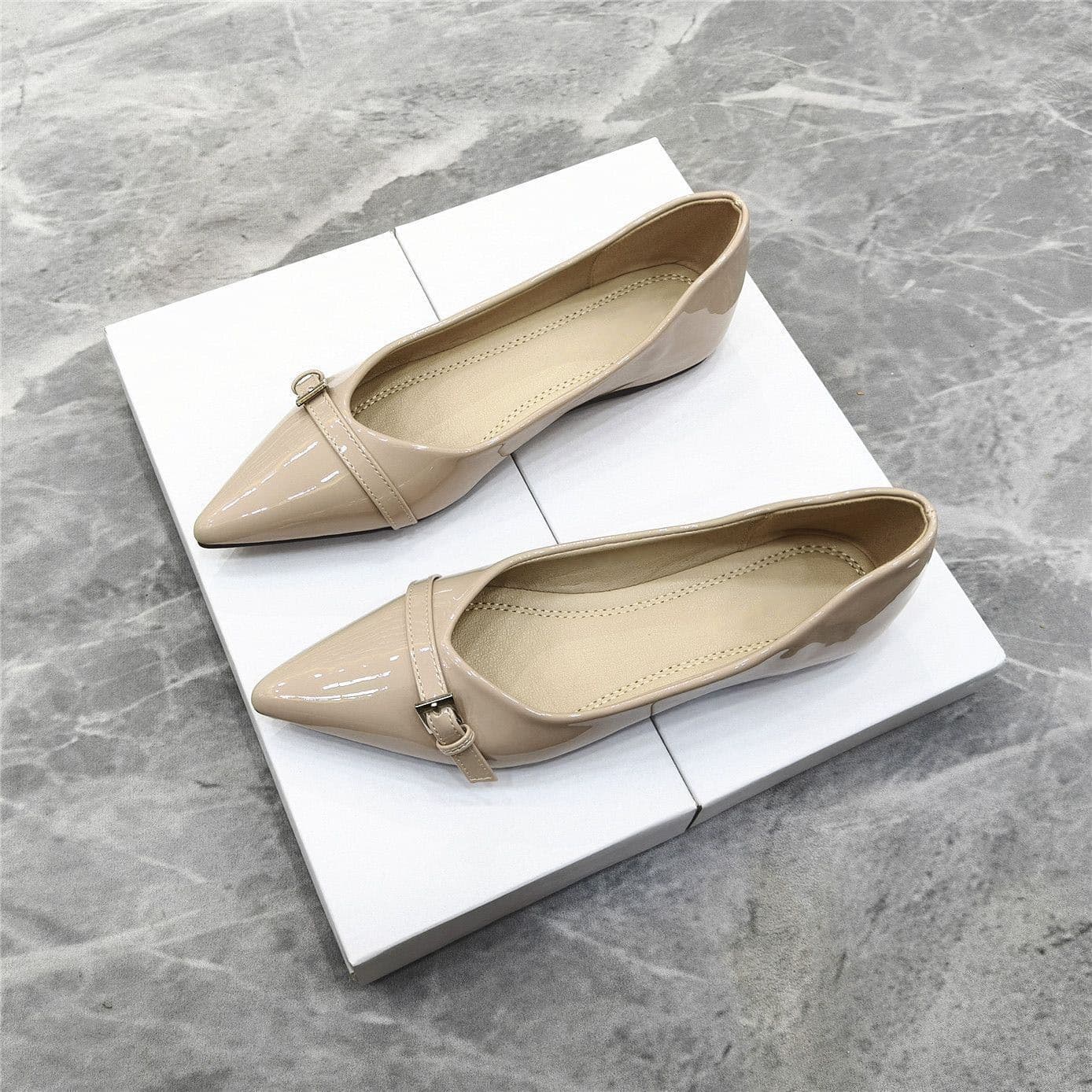 French Style Elevated Flats for Women, Soft Sole 2026 Spring New Pointed Toe Shallow Mouth Shoes, Chanel Style Elegant Flat Ballet Shoes