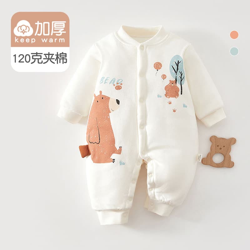 Thickened Pure Cotton Autumn Winter Baby Clothes Outfit Newborn Children's Clothes Long Sleeve Romper Jumpsuit for Outdoor Use