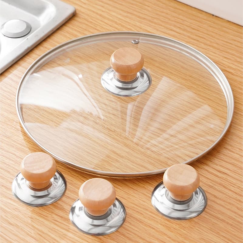 Universal Heat-Resistant Wooden Lid Knob for Glass/Stainless Cookware