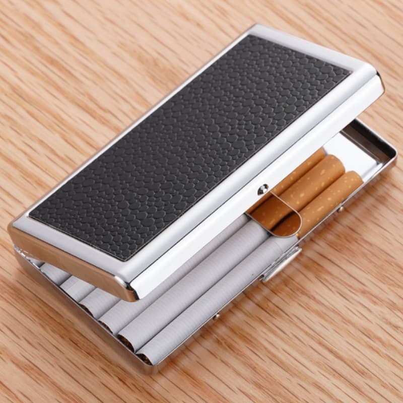 Manufacturer Leather Cigarette Box Men's Portable 20-Piece Thick and Thin Dual-Use 14-Piece Cigarette Clip Box Metal Protective Box Wholesale