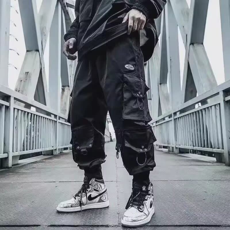 Tactical Loose Fit Men's Casual Pants Large Size Trendy Street Style Autumn Spring Dark Series Handsome Cuffed Trousers