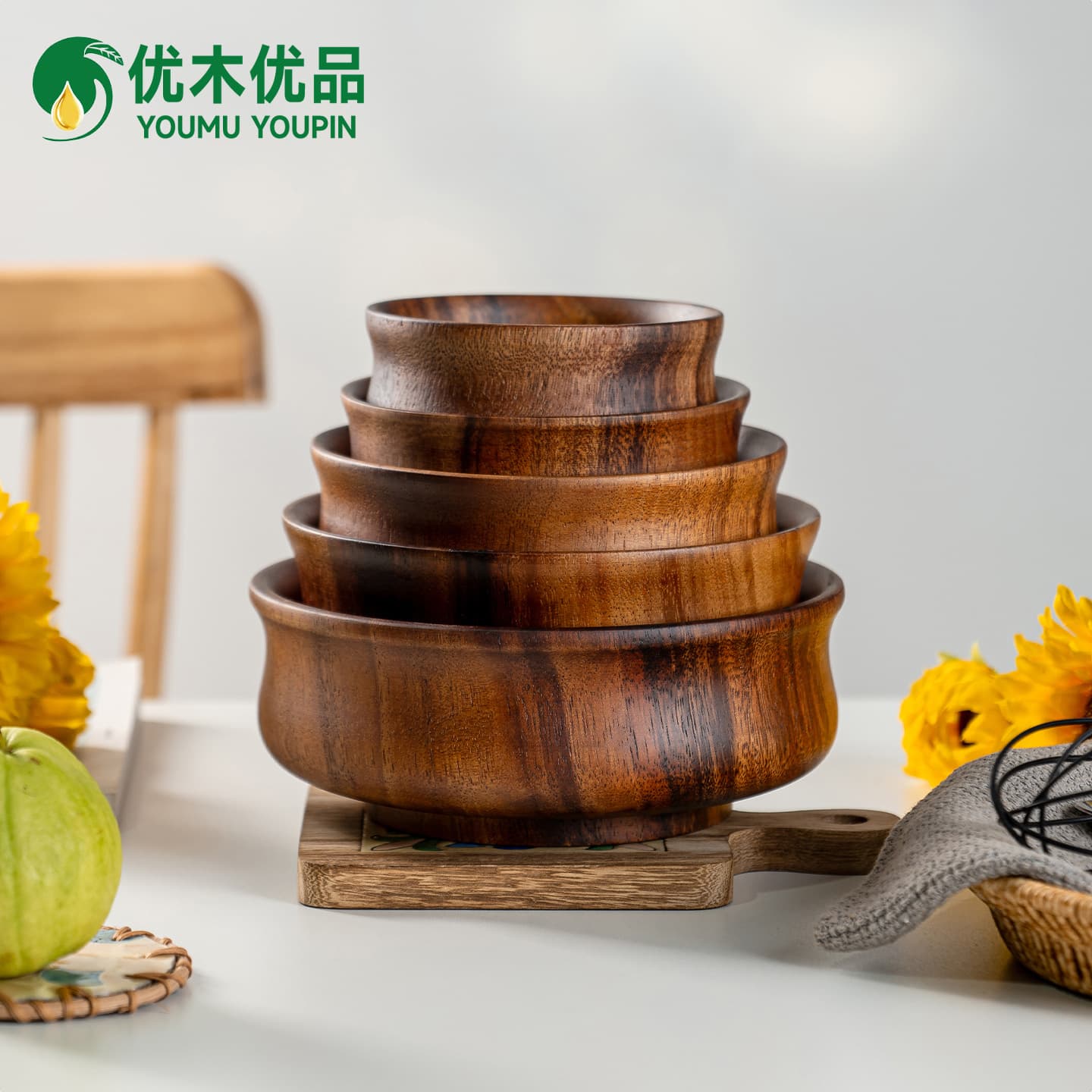 Walnut Tibetan bowl home wooden creative tableware salad bowl rice bowl instant noodle bowl soup bowl Tibetan milk tea bowl