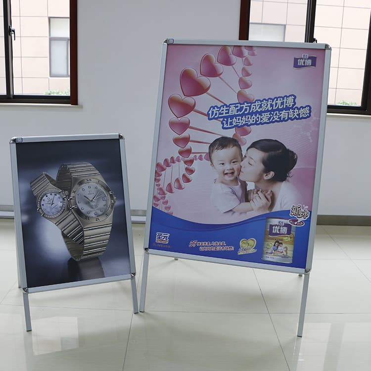 Custom Outdoor Aluminum Alloy Foldable Portable Poster Stand, Milk Tea Shop Billboard, Vertical Floor Promotional Display Stand