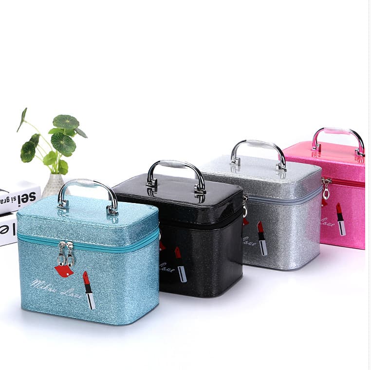 Cute Japanese style portable handbag for women, large capacity, lip makeup case
