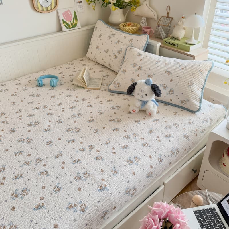 Double-sided 100% cotton bed cover single piece pure cotton type A baby Xinjiang cotton bed sheet three-piece set tatami for all seasons