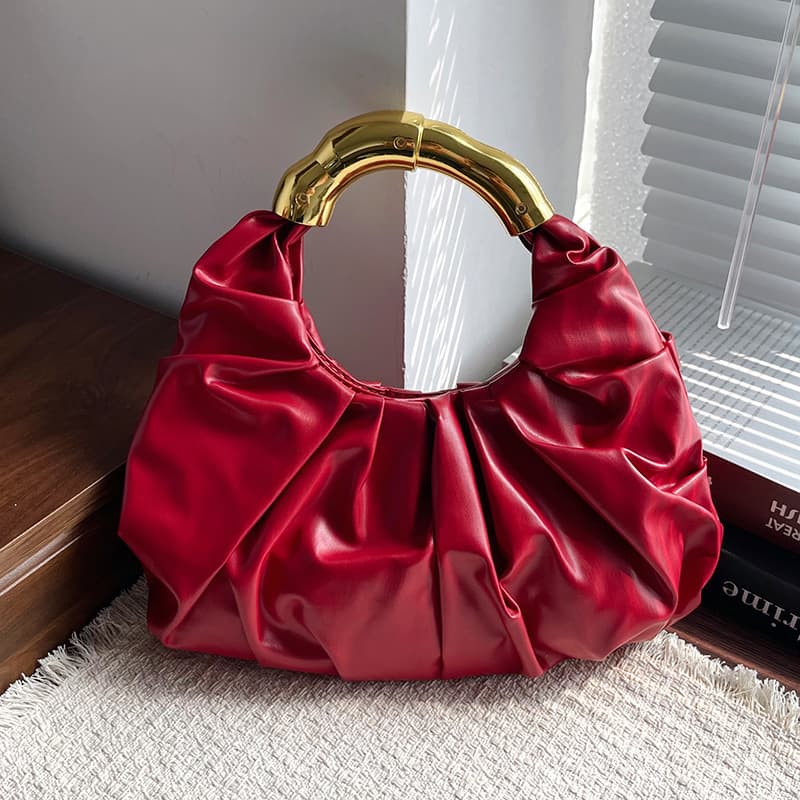 Korean Niche Pleated Handbag for Women, High-End Retro Fashion Handbag, French Evening Bag, Chic Women's Bag