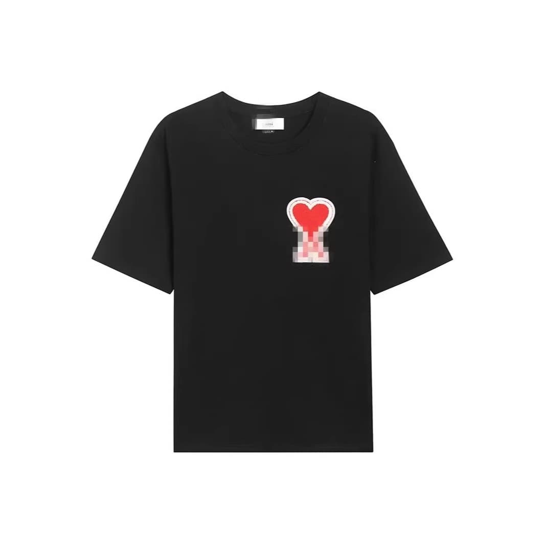 Cross-border ami short-sleeved 2025 spring and summer embroidered big love loose round neck half-sleeved men and women same style t-shirt tops