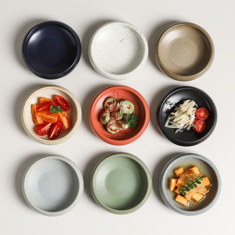 Japanese Retro Dipping Sauce Dish Round Seasoning Dish for Home Soy Sauce Vinegar Dish Condiment Plate Appetizer Plate