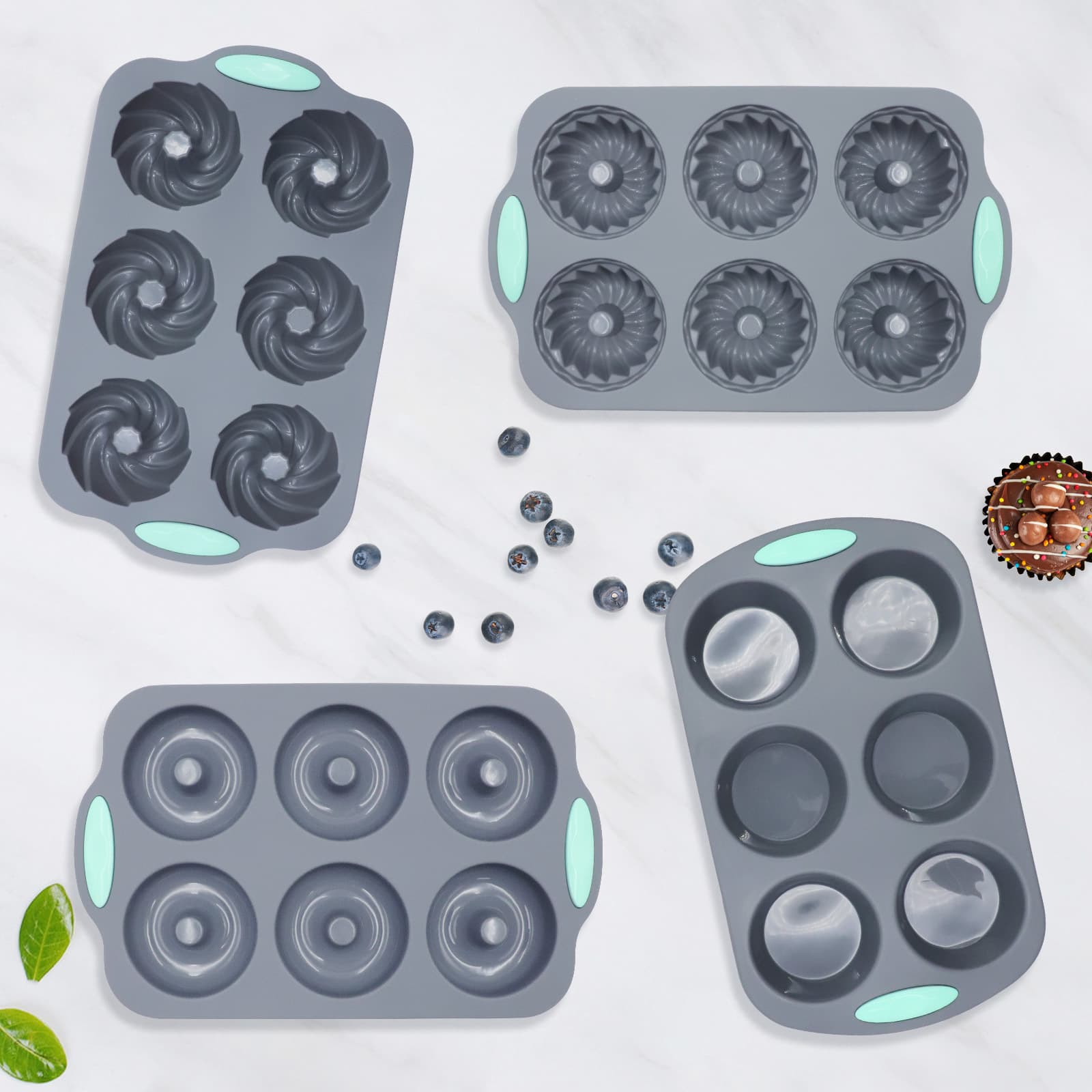 Two-color six-hole silicone cake mold handmade DIY baked cake pumpkin cup jelly pudding donut mold
