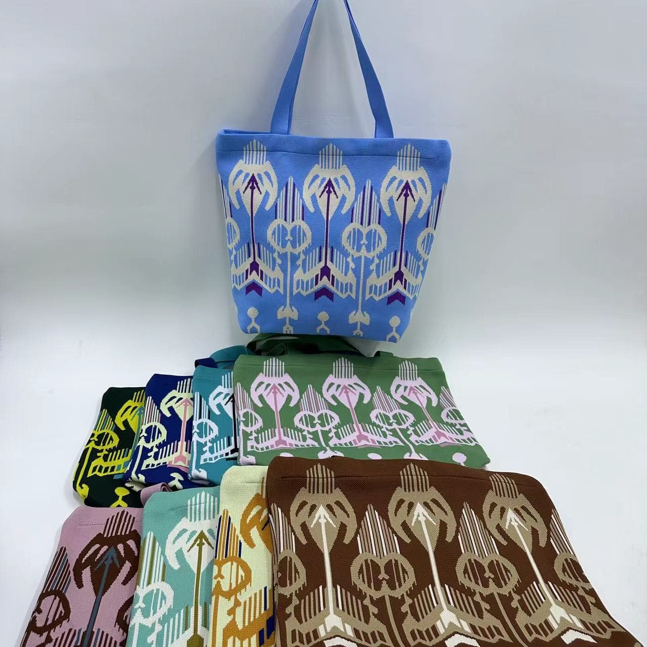 Wholesale Ethnic Style Fashion Knitted Handbag Cultural Creative Tote Bag 2024 Autumn New Arrival