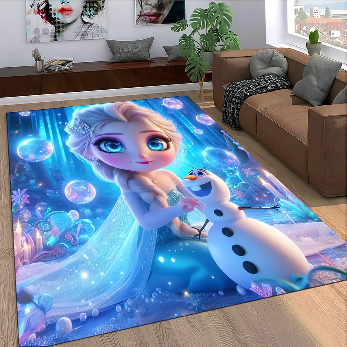 Ice and Snow Elsa Anna Cartoon Girl Snow Queen Gift Carpet Carpet Bedroom Guest