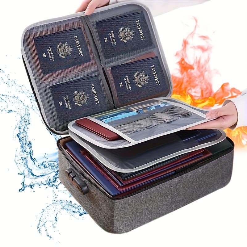 2025 New Cross-Border Drop Shipping A File Storage Bag with Lock, Waterproof Document Pouch, Large Office Use