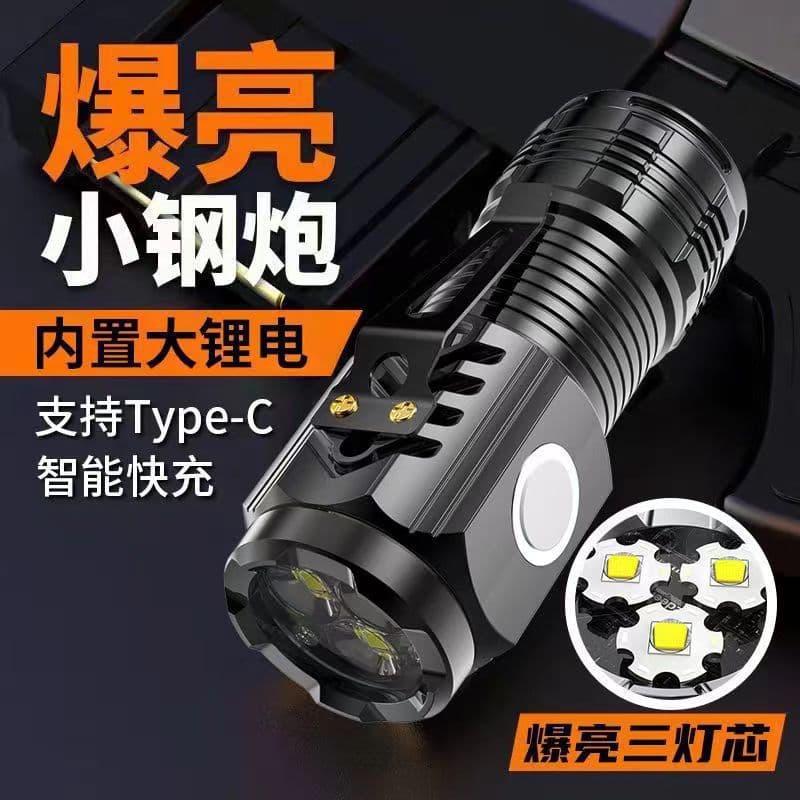 New Cross-Border Three-Eye Mini Tactical Flashlight, Strong Light, Mini USB Rechargeable, Magnetic, Outdoor Portable Cap Clip Light Wholesale