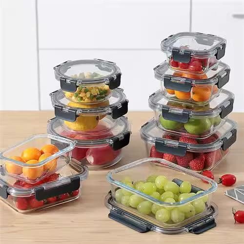 Round High Borosilicate Glass Lunch Box, Microwave and Oven Safe, Heatable Bento Box, Refrigerator Fresh-Keeping Container, Office Meal Box