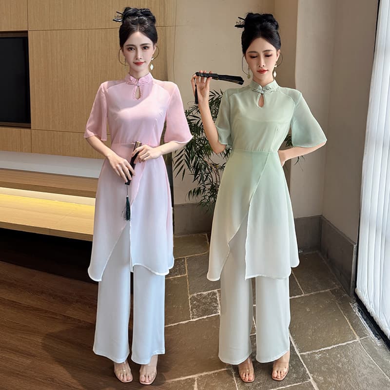 Beauty Salon New Chinese Style Summer New High-Waist Two-Piece Pants Set, Wellness Center Bath Foot Therapy Beautician
