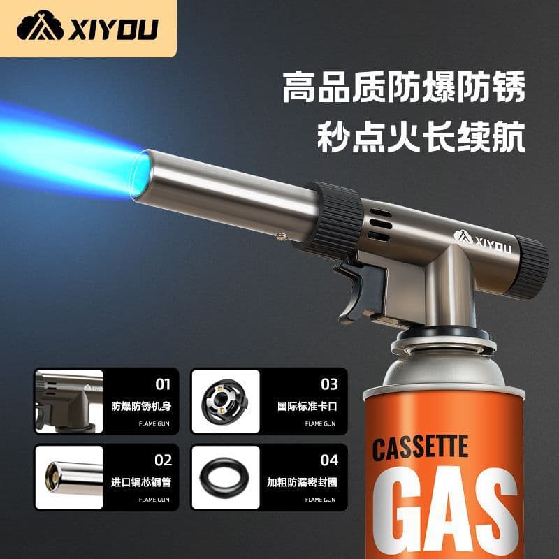 Blow Torch Flame Gun for Pig Hair Removal, Handheld Fire Nozzle, Household Gas Canister Lighter Igniter, All-Copper Blow Lamp