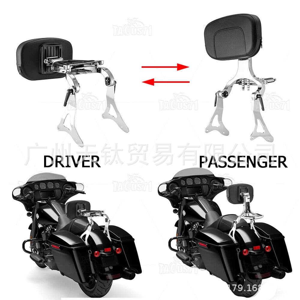Motorcycle Parts Adjustable Folding Sissy Bar Backrest for Harley Touring 2014-2022