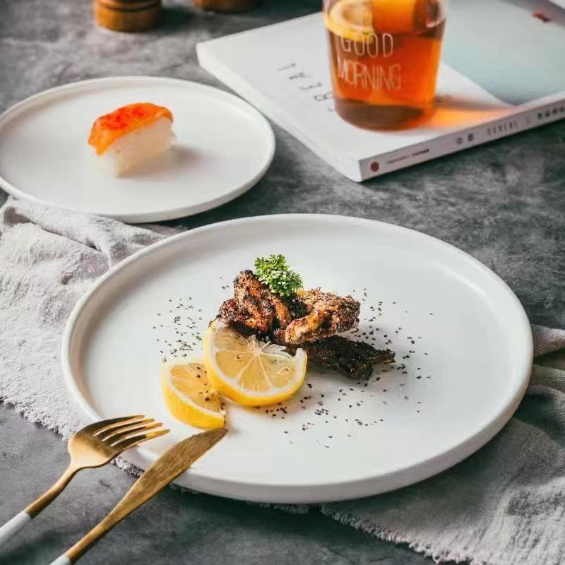 ins simple western food plate steak plate Nordic tableware Japanese style internet celebrity home dish plate breakfast plate slightly defective
