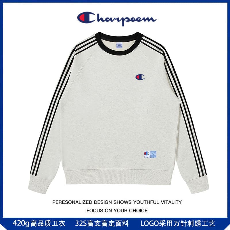 Champion Graffiti Crewneck Sweatshirt for Men and Women 2026 Spring Autumn Winter Heavyweight 420g Three-Stripe Couples Streetwear Loose Fit