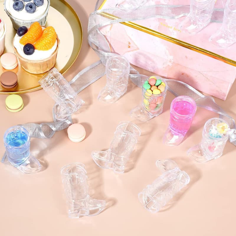 Spot cowboy boots plastic wine glasses Western cowboy theme party drinks transparent shot glasses bachelor party supplies