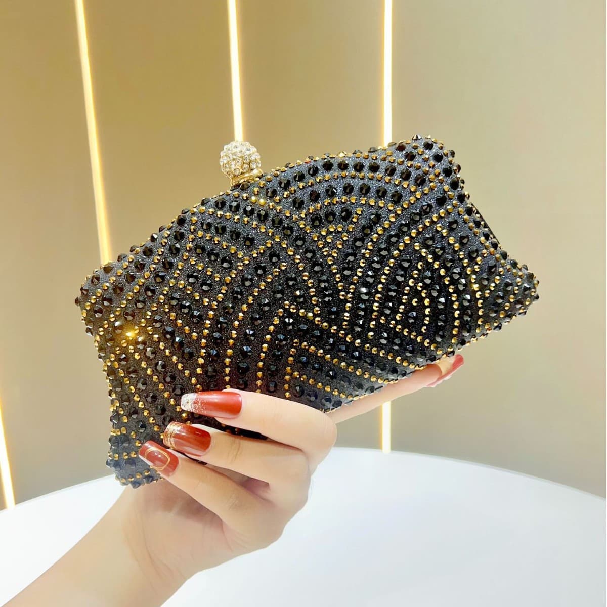 Cross-border Women's Sparkling Rhinestone Evening Bag, Matching Dress Clutch, Fashionable Elegant Handbag