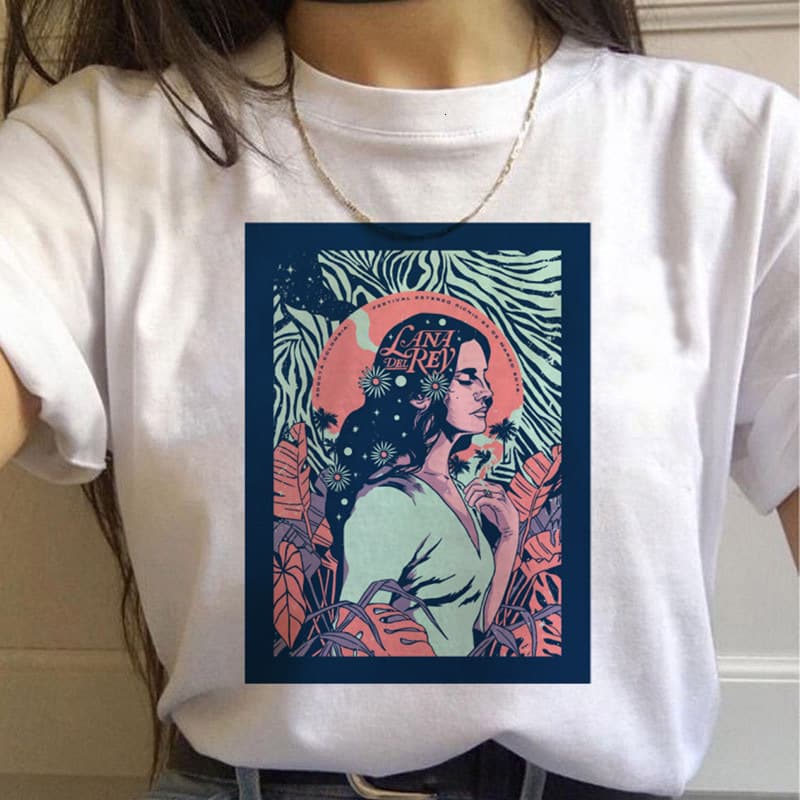 Lana Del Rey T-Shirt American Singer Lana Del Rey Merchandise Summer T-Shirt White