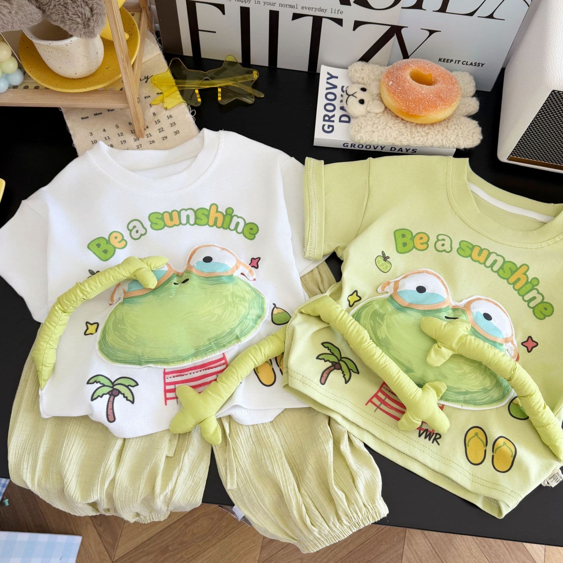 [Magnetic Little Frog] Children's Parent-child Short-sleeved Summer Clothes New Loose Korean Style Cartoon Tops Fashionable