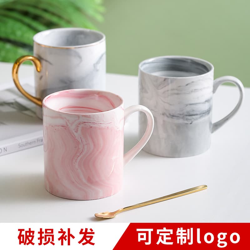 Marble pattern ceramic cup European mug LOGO printing creative gift cup ins style coffee cup advertising cup