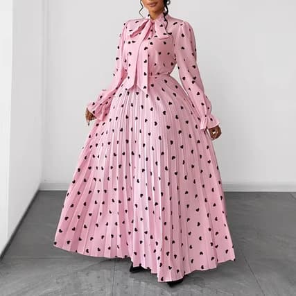 Women's Plus Size Long Flared Dress for Amazon Cross-Border, Elegant Vacation Style Dress