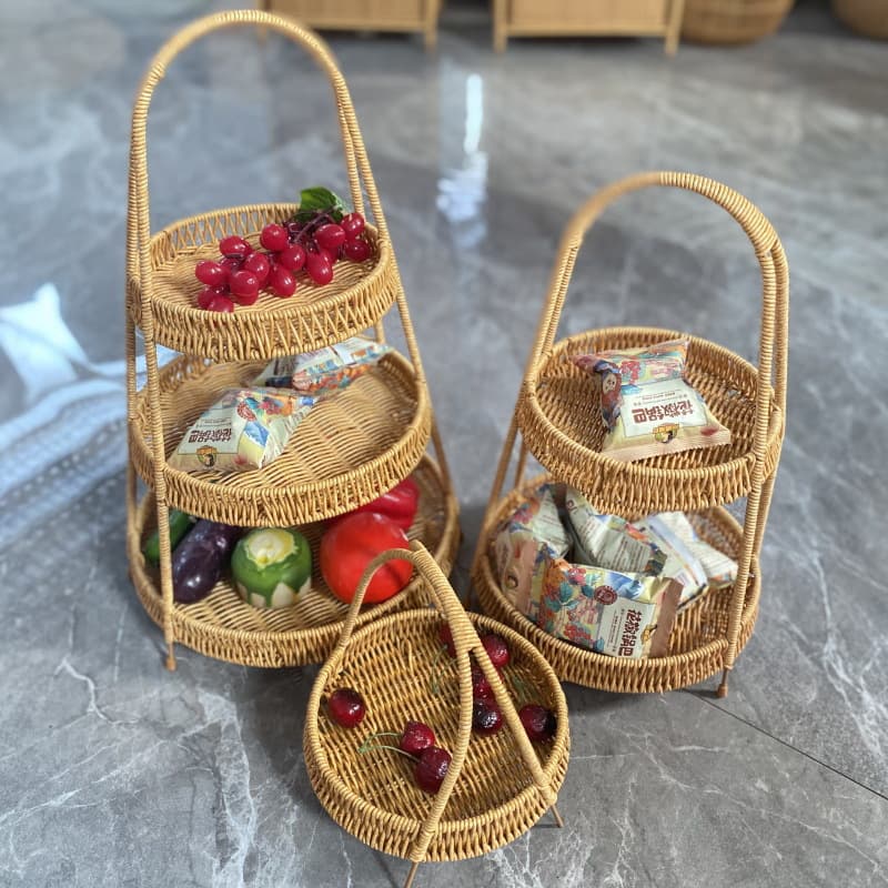 Rattan-style Woven Multi-layer Basket for KTV, Hotpot Restaurant, Snacks, Dried Fruits, Storage Basket, Fruit and Bread Basket