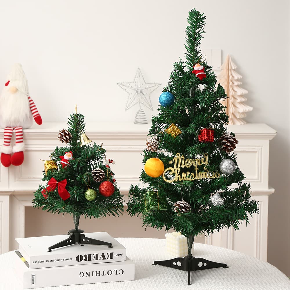 Christmas Mini 30cm Tree Set, Window Display Office Desktop PVC Small Tree Decorative Ornament