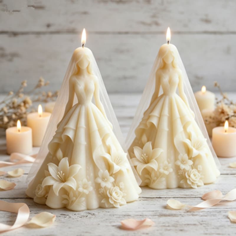 3D Cross-border Bride Princess Wedding Dress Aromatherapy Candle Silicone Mold DIY Handmade Soap Wedding Skirt Gift Mold