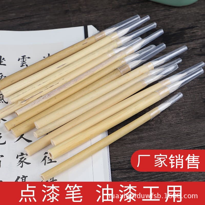 Wholesale large, medium, small reinforced white cloud industrial brushes factory paint brushes cheap bulk bamboo and plastic handles.