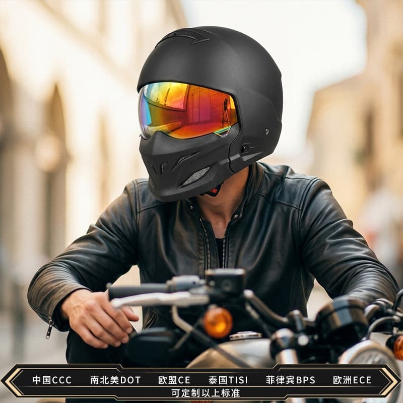 3C Retro Motorcycle Helmet Full Face Electric Scooter Helmet Unisex Winter Four Seasons Scorpion Helmet Combo Half Helmet