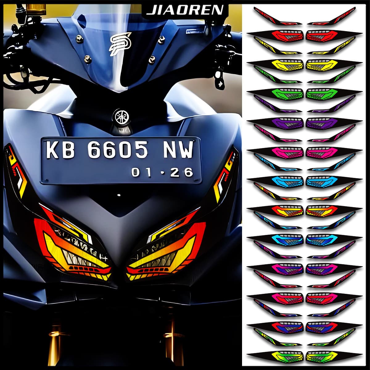 Colorful Light Film Headlight Protective Sticker Anti-Scratch Decal Modification Accessory for Yamaha NVX155 AEROX155