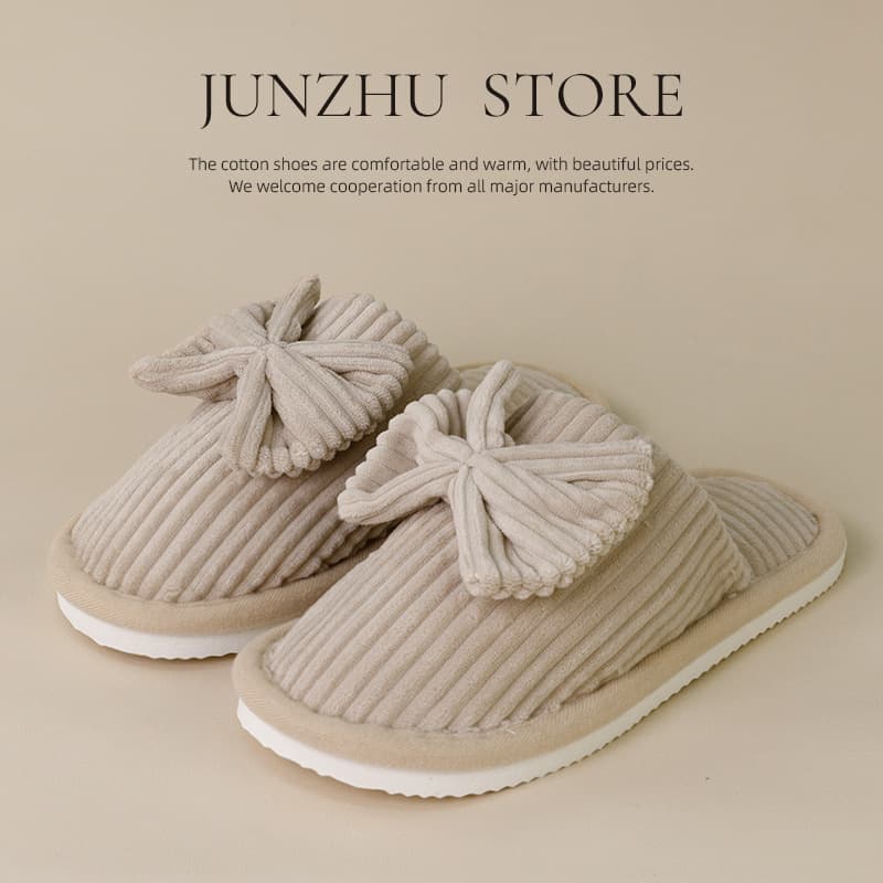 Cotton Slippers Home Indoor Unisex Thickened Anti-Slip Warm Couple Knot Design Comfortable Cotton Slippers for Men And Women