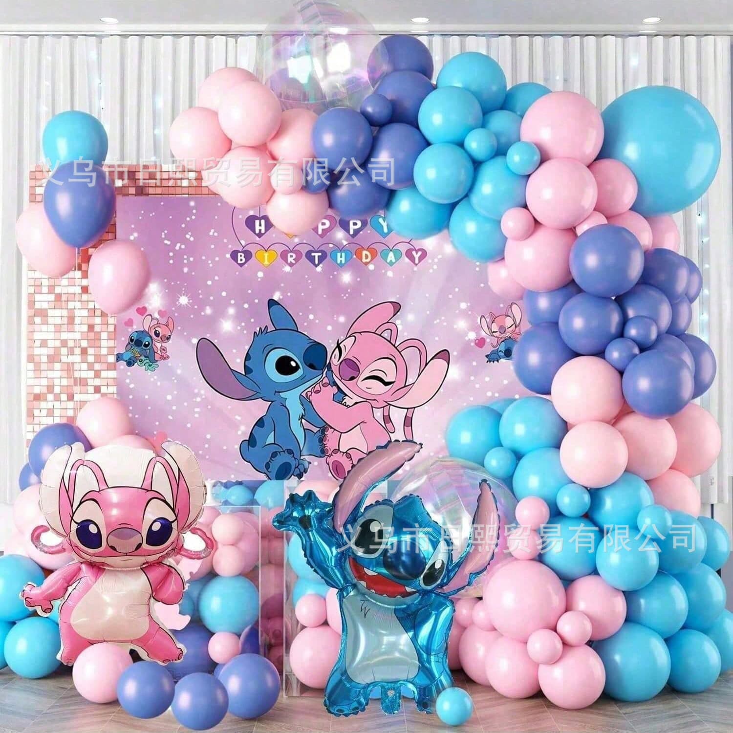 Cross-border Stitch Birthday Party Decoration Background Wall Aluminum Film Transparent Latex Balloons Stitch Cartoon Setup Gift