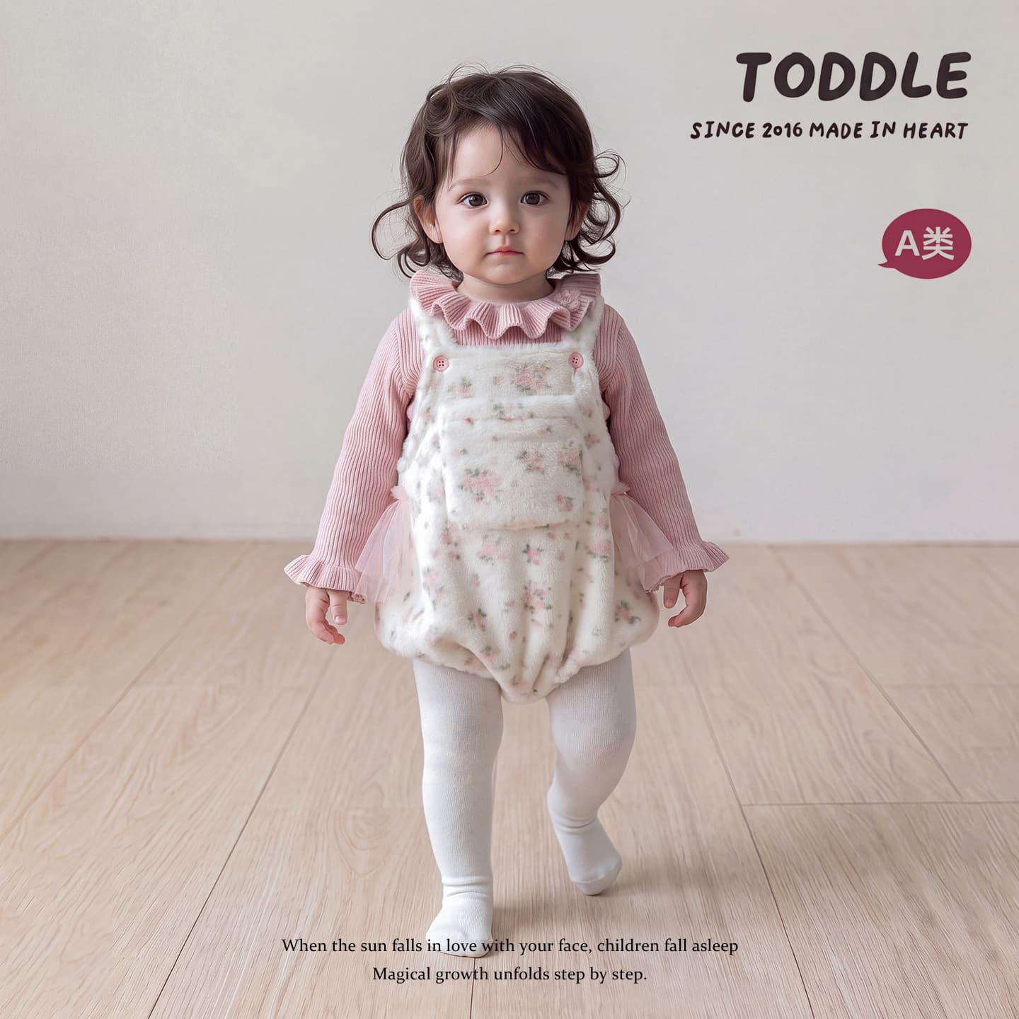 Baby Girl Winter Knit Sweater with Ruffle Collar, Floral Print Bodysuit Set, Warm Winter Outfit for Toddlers